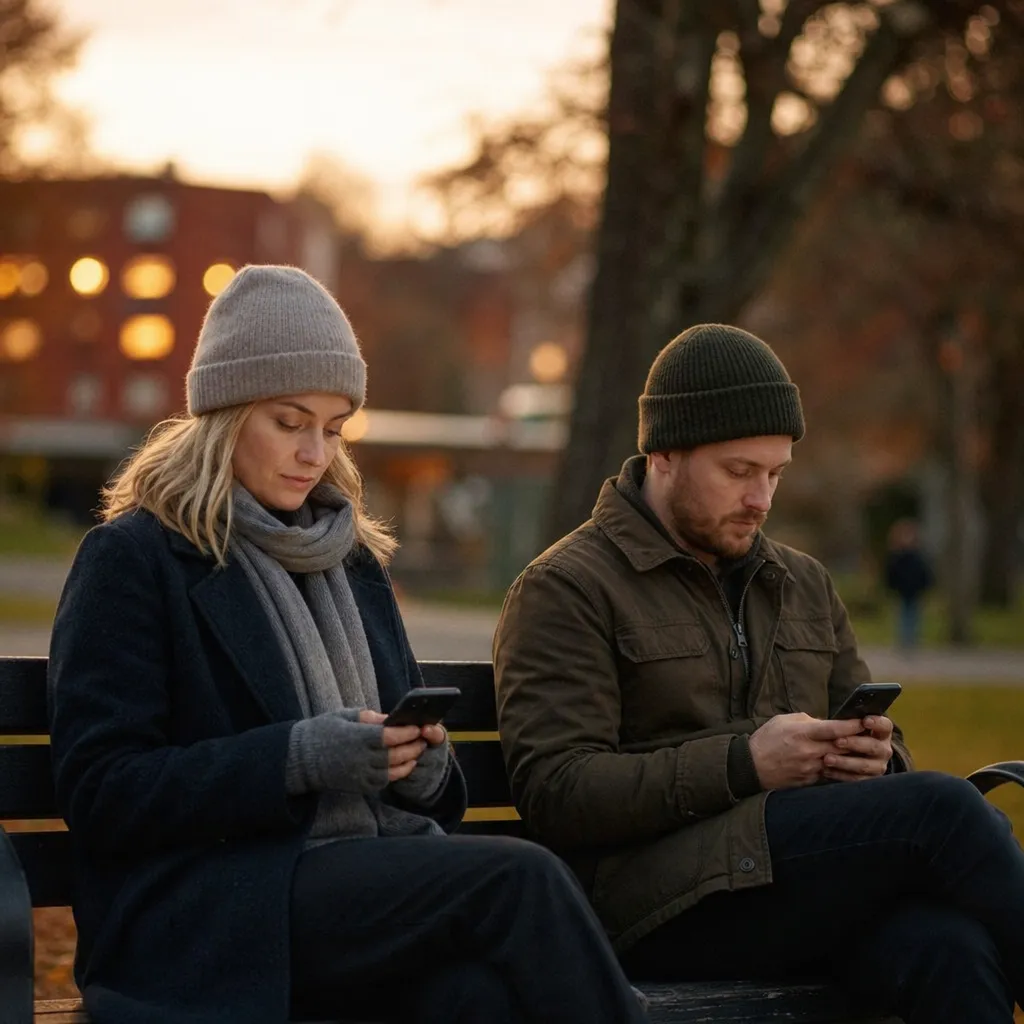 Person scrollar Instagram och Snapchat på mobilen