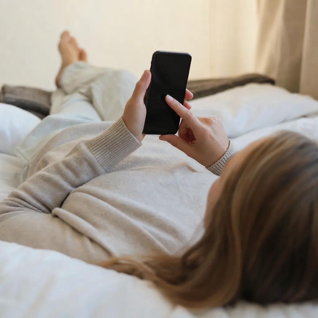 Person scrollar TikTok på mobilen